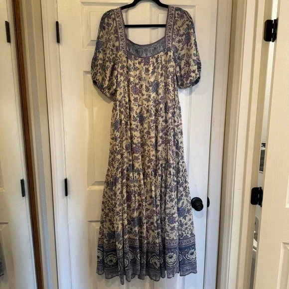 Spell And The Gypsy Collective Floral Puff  Sleeve Maxi Dress Blue Size S Boho - Picture 5 of 16